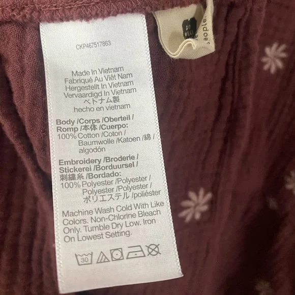 Madewell Embroidered Lightspun Peplum Open-Back Top Sz-Lrg - Picture 12 of 13